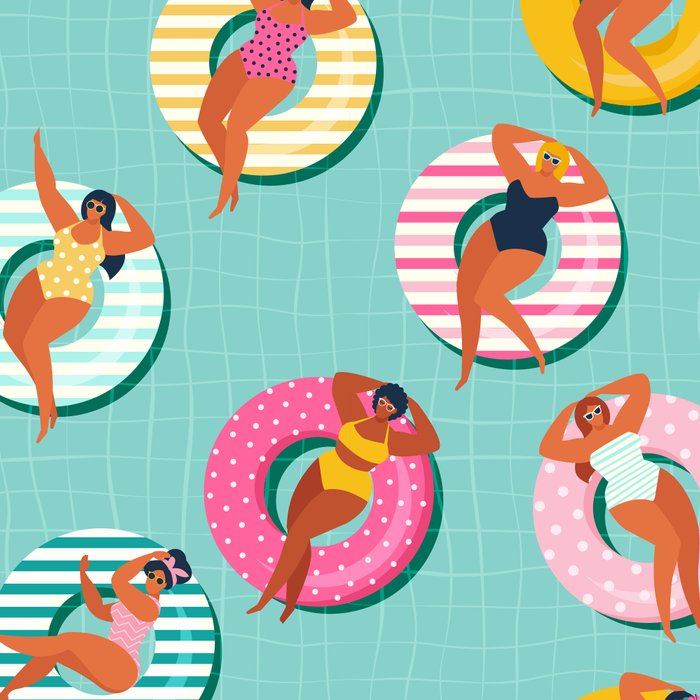 Summer gils on inflatable in swimming pool floats. Coffee Mug Gallery Image 2
