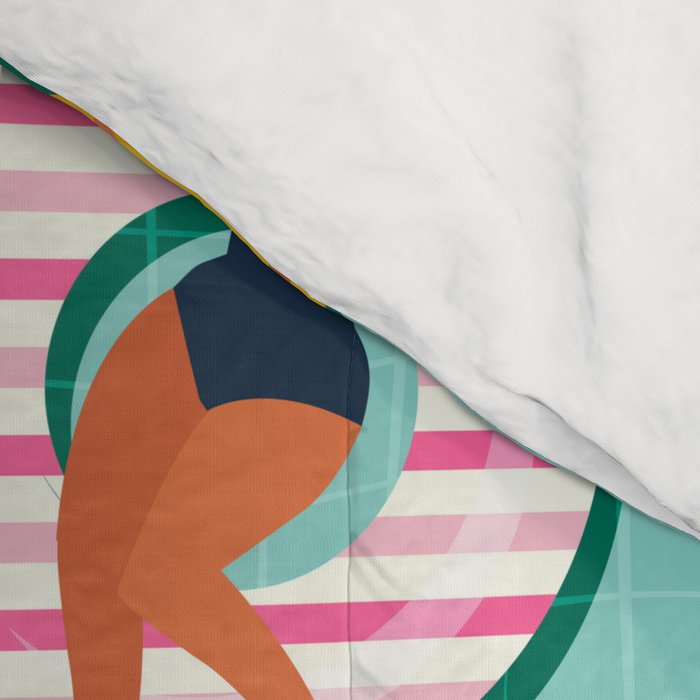 Summer gils on inflatable in swimming pool floats. Comforter Gallery Image 4