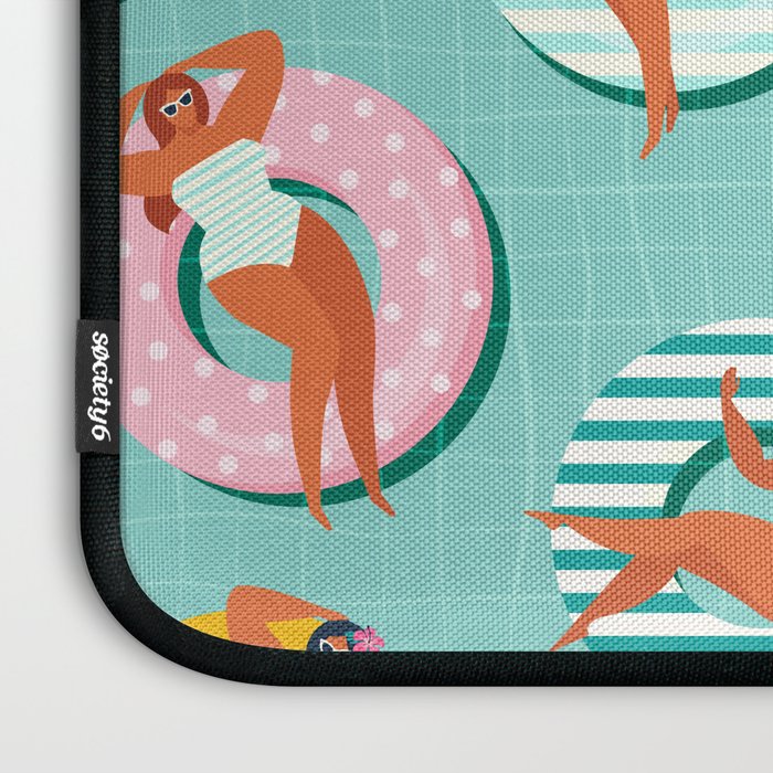 Summer gils on inflatable in swimming pool floats. Laptop Sleeve Gallery Image 3