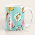 Summer gils on inflatable in swimming pool floats. Coffee Mug Gallery Image 1