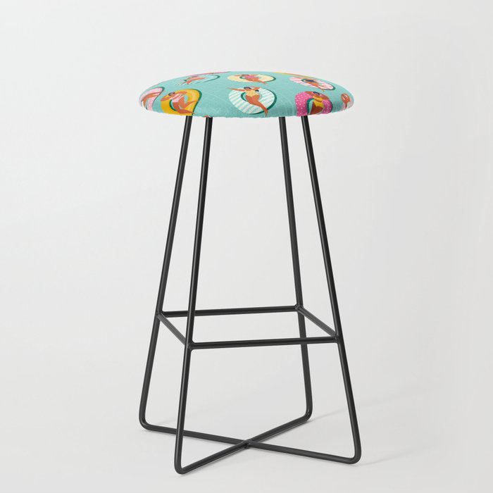 Summer gils on inflatable in swimming pool floats. Stool Gallery Image 1