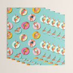 Summer gils on inflatable in swimming pool floats. Wrapping Paper Gallery Image 3
