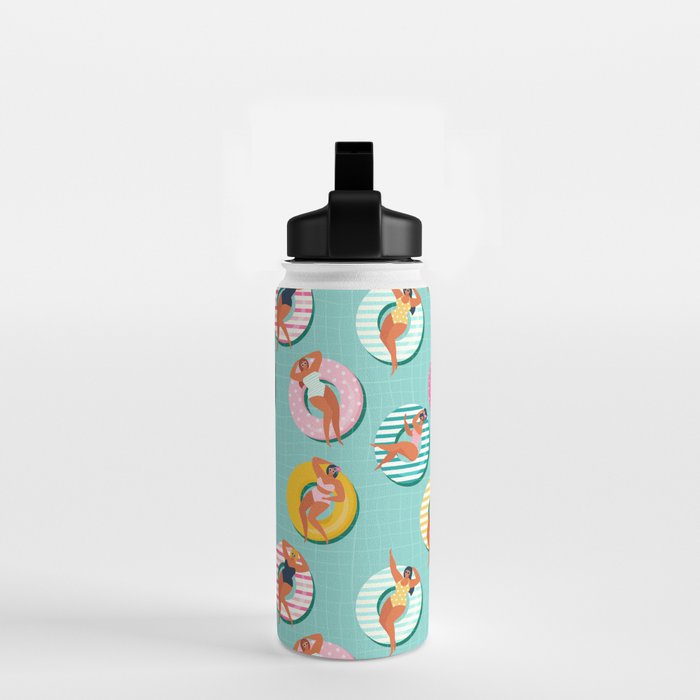 Summer gils on inflatable in swimming pool floats. Water Bottle Gallery Image 2