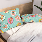 Summer gils on inflatable in swimming pool floats. Pillow Sham Gallery Image 2