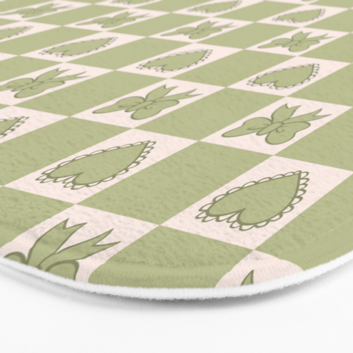 Green Bow Checkered Print Bath Mat Gallery Image 3