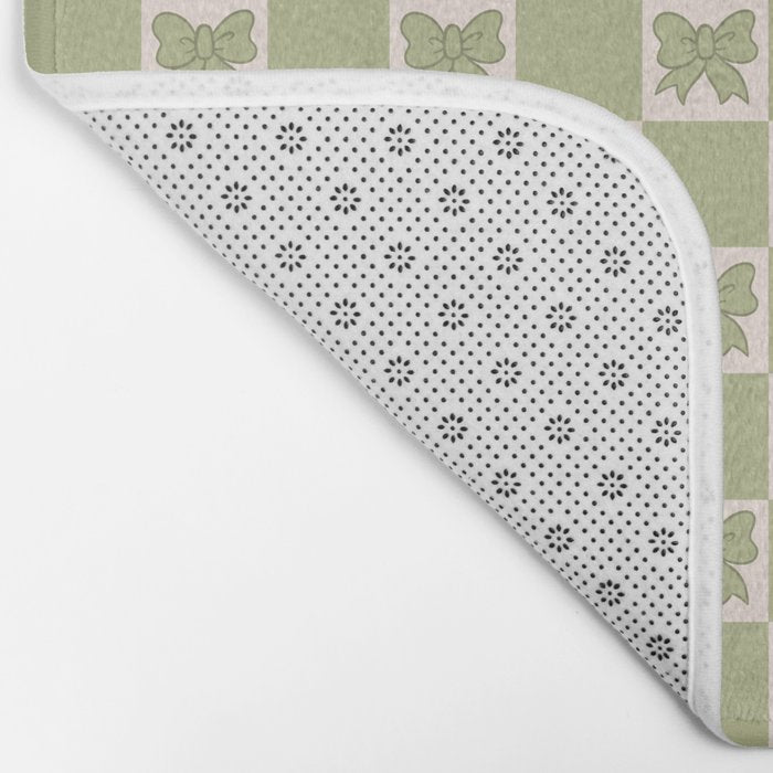Green Bow Checkered Print Bath Mat Gallery Image 2