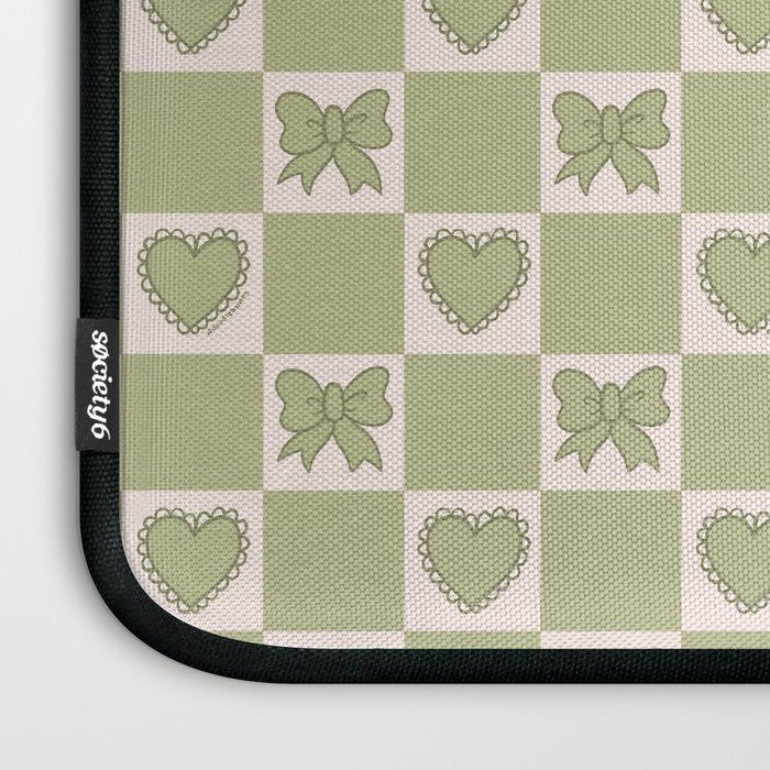 Green Bow Checkered Print Laptop Sleeve Gallery Image 3