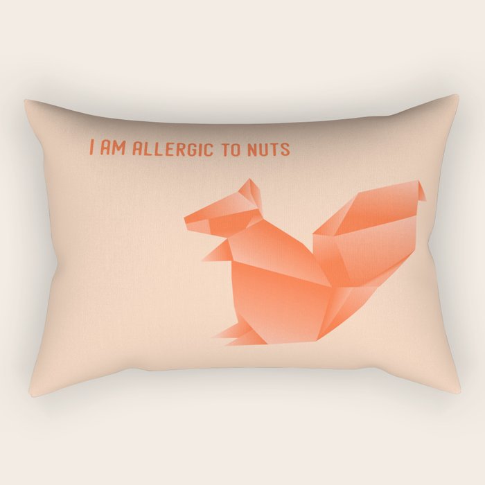 Allergic to Nuts - Origami Orange Squirrel Rectangular Pillow Gallery Image 2