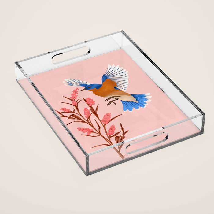 Graceful Bluebird in Flight Acrylic Tray Gallery Image 1