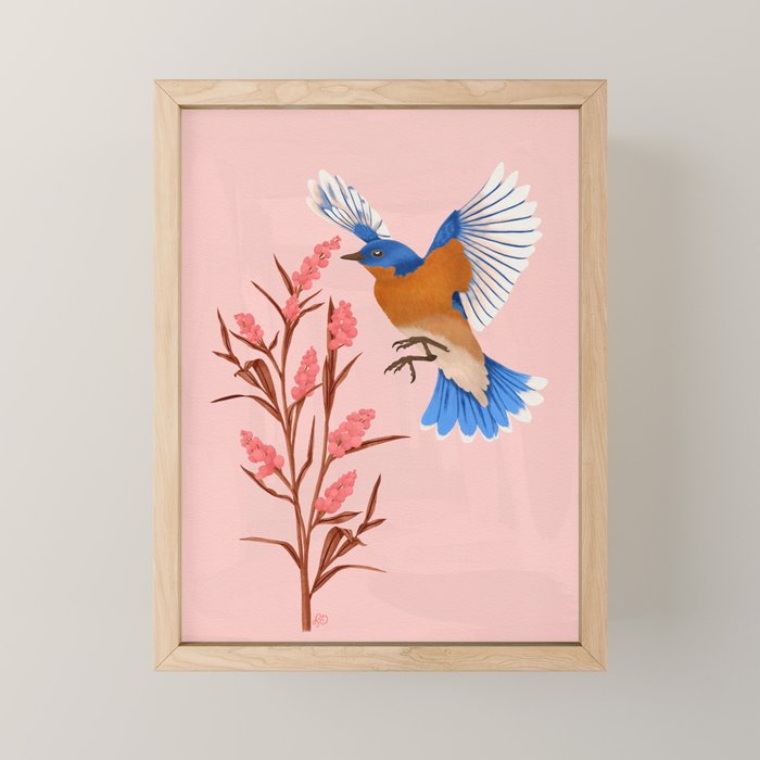 Graceful Bluebird in Flight Mini Art Print Gallery Image 1