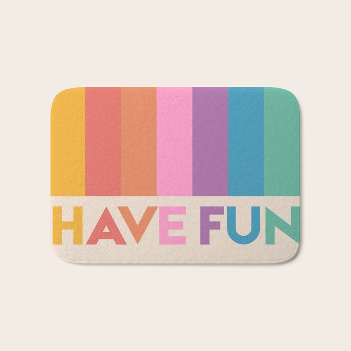 Vintage Rainbow Have Fun Text Bath Mat Gallery Image 1