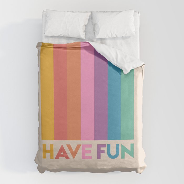 Vintage Rainbow Have Fun Text Duvet Cover Gallery Image 6