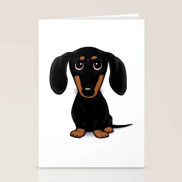 Black and Tan Dachshund | Cute Cartoon Wiener Dog Stationery Card Gallery Image 2