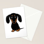 Black and Tan Dachshund | Cute Cartoon Wiener Dog Stationery Card Gallery Image 2