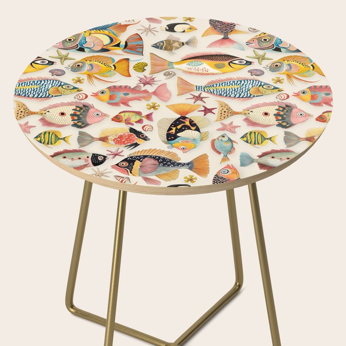 Whimsical Underwater World Multicolor Fish Pattern Side Table Gallery Image 2