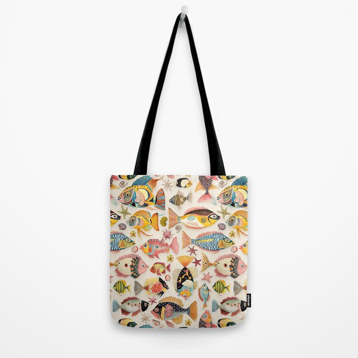 Whimsical Underwater World Multicolor Fish Pattern Tote Bag Gallery Image 2