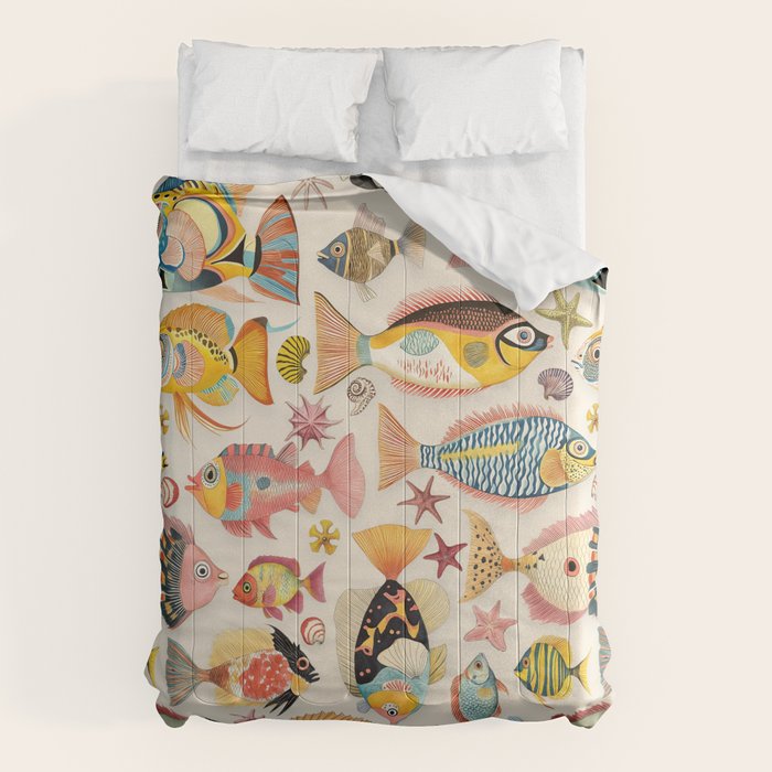 Whimsical Underwater World Multicolor Fish Pattern Comforter Gallery Image 1