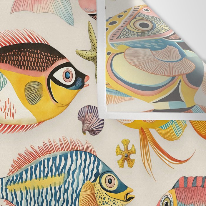 Whimsical Underwater World Multicolor Fish Pattern Wall Tapestry Gallery Image 3
