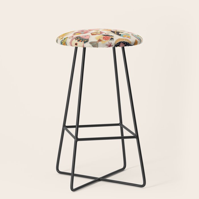 Whimsical Underwater World Multicolor Fish Pattern Stool Gallery Image 1