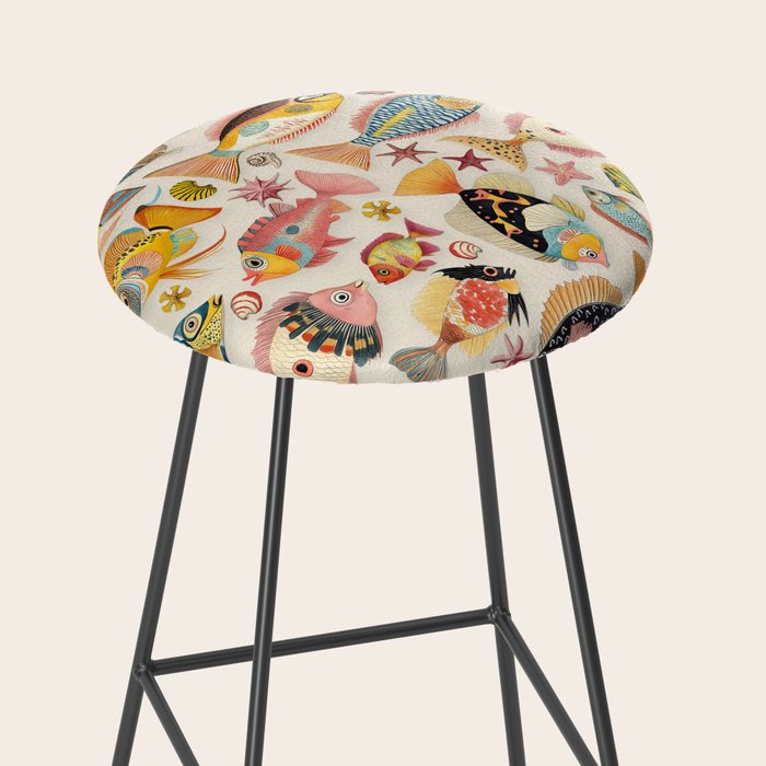 Whimsical Underwater World Multicolor Fish Pattern Stool Gallery Image 2