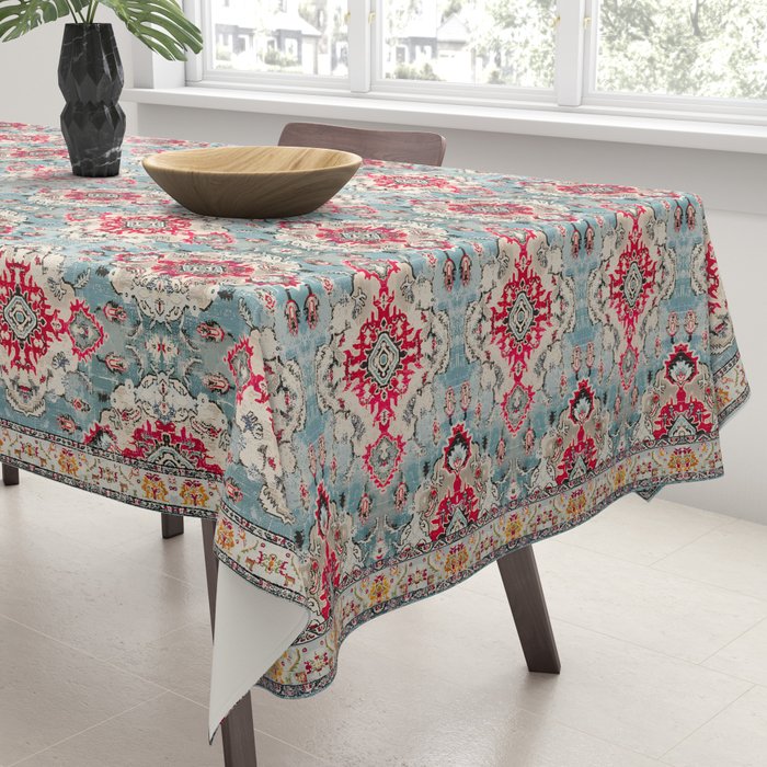 Vintage Oasis: Colorful Moroccan Bohemian Texture Art Tablecloth Gallery Image 3