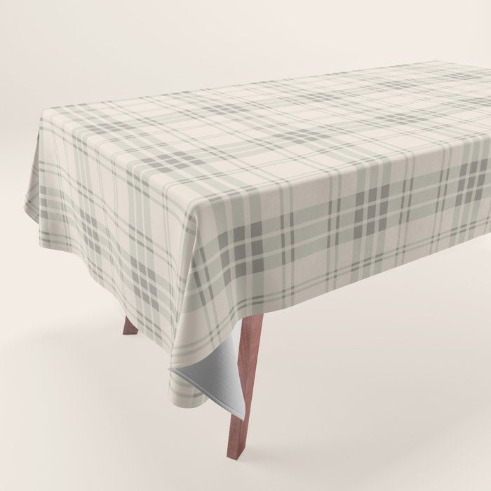 Cream Plaid  Tablecloth Gallery Image 1