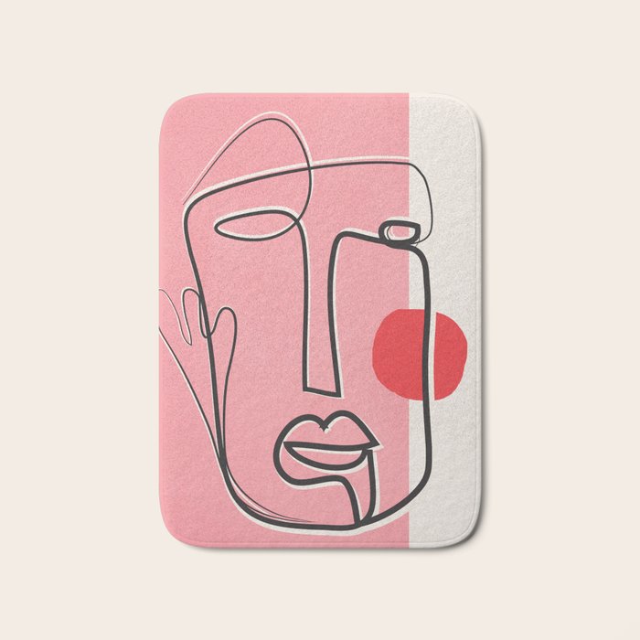 Abstract Face Line Art 02 Bath Mat Gallery Image 1