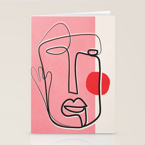 Abstract Face Line Art 02 Stationery Card Gallery Image 2