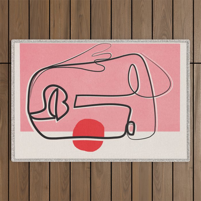 Abstract Face Line Art 02 Outdoor Rug Gallery Image 1