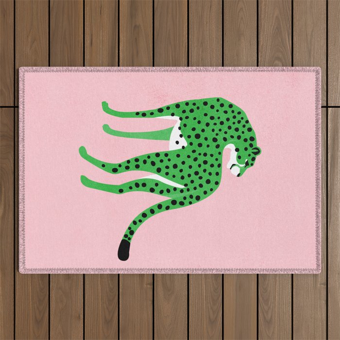 The Stare 2: Tropical Green Cheetah Edition Outdoor Rug Gallery Image 1