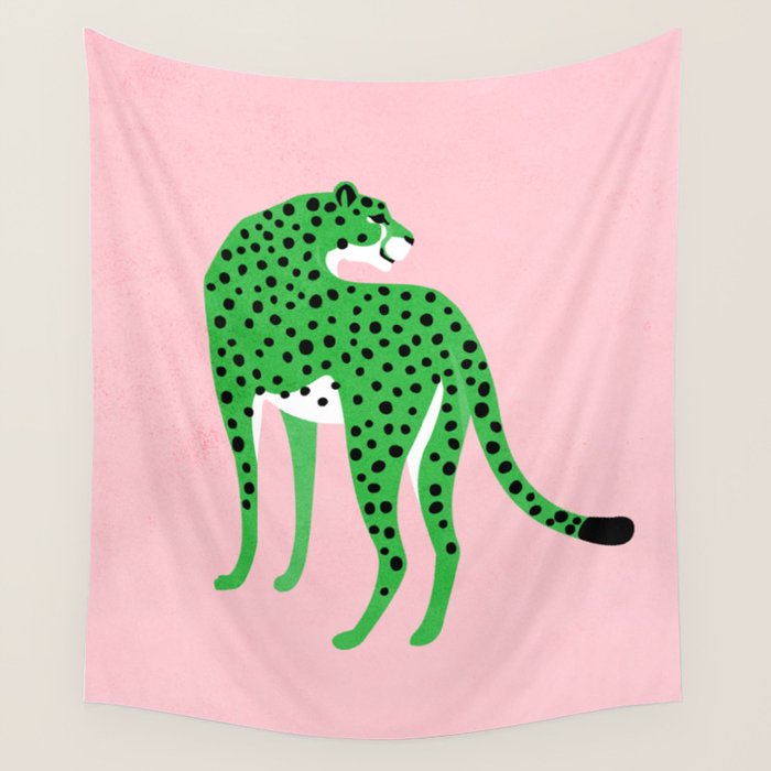 The Stare 2: Tropical Green Cheetah Edition Wall Tapestry Gallery Image 4