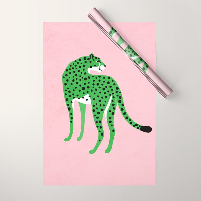 The Stare 2: Tropical Green Cheetah Edition Wrapping Paper Gallery Image 1