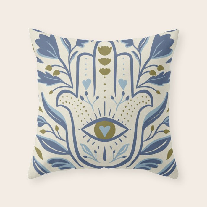 HAMSA with Heart Evil Eye Throw Pillow Gallery Image 6
