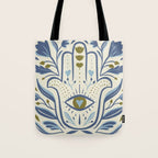 HAMSA with Heart Evil Eye Tote Bag Gallery Image 1