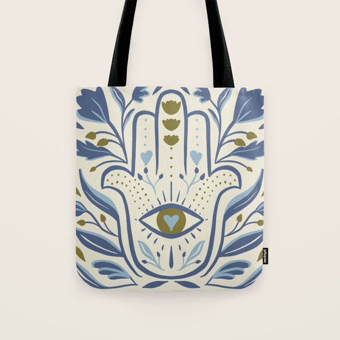 HAMSA with Heart Evil Eye Tote Bag Gallery Image 1