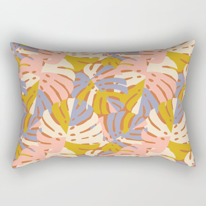 Color Block Monstera Pink + Lavender Rectangular Pillow Gallery Image 1