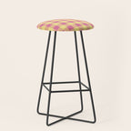 Gingham Large Pink Orange Yellow Stool Gallery Image 1