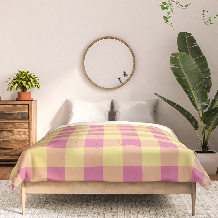 Gingham Large Pink Orange Yellow Comforter Gallery Image 3