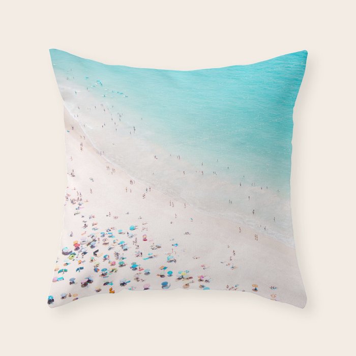 Beach Loving - Aerial Beach photography by Ingrid Beddoes Throw Pillow Gallery Image 1