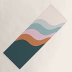 Abstract Diagonal Waves in Teal, Terracotta, and Pink Yoga Mat Gallery Image 1