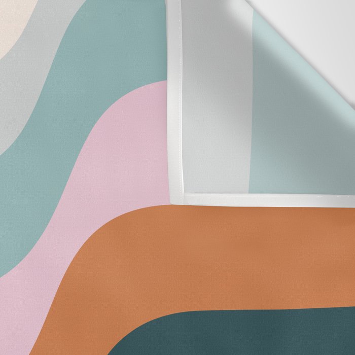 Abstract Diagonal Waves in Teal, Terracotta, and Pink Wall Tapestry Gallery Image 3
