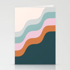 Abstract Diagonal Waves in Teal, Terracotta, and Pink Stationery Card Gallery Image 2