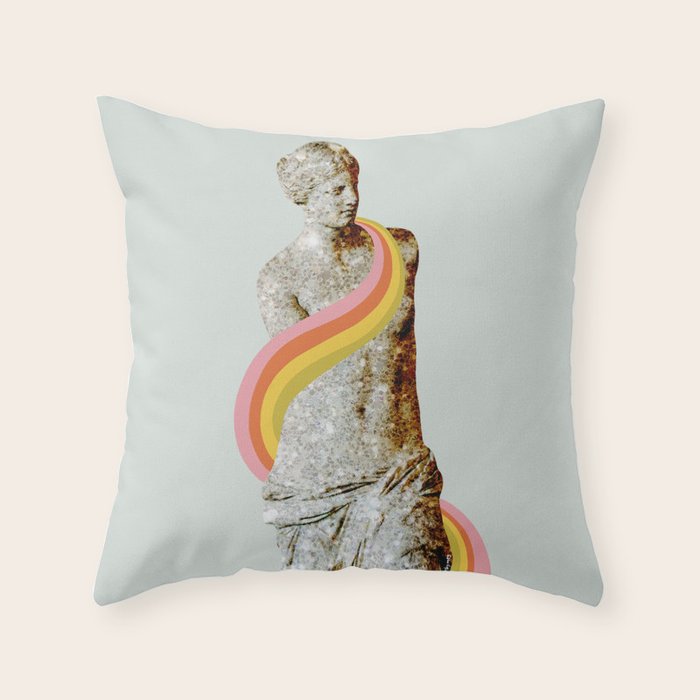 Rainbow Female Statue Throw Pillow Gallery Image 6