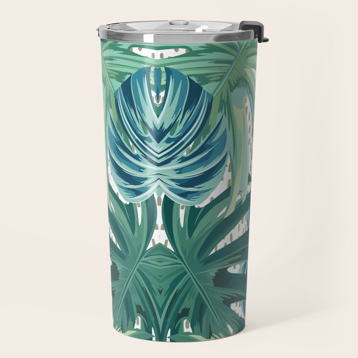 Tropical Palms, Green and Blue, Abstract Travel Mug Gallery Image 2