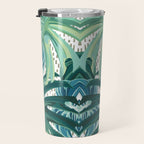 Tropical Palms, Green and Blue, Abstract Travel Mug Gallery Image 3