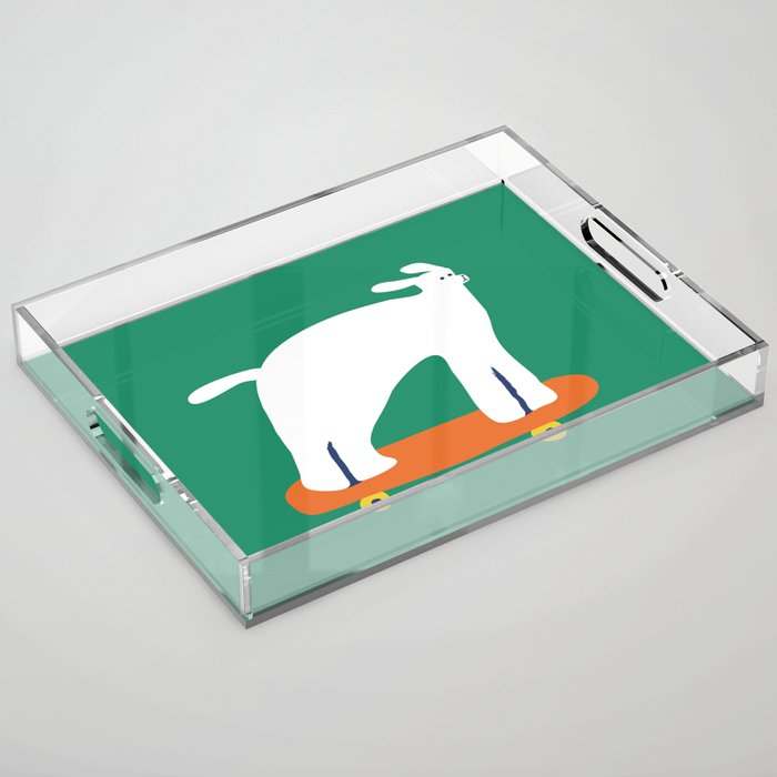 Poodle dog on skateboard Acrylic Tray Gallery Image 1