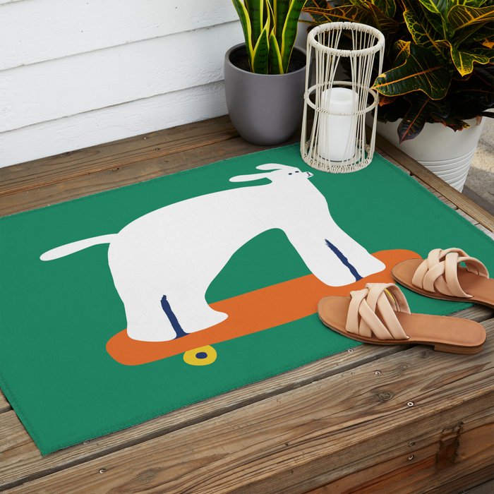 Poodle dog on skateboard Outdoor Rug Gallery Image 2