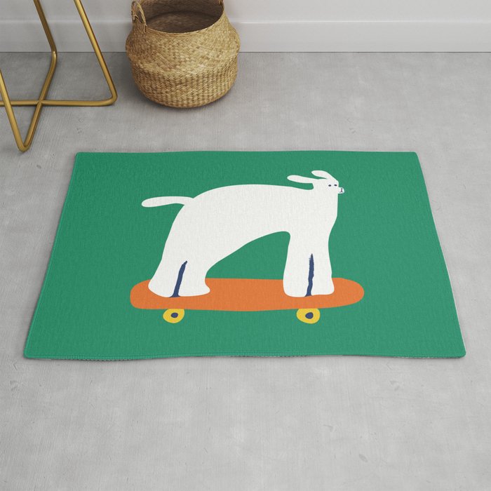 Poodle dog on skateboard Rug Gallery Image 1