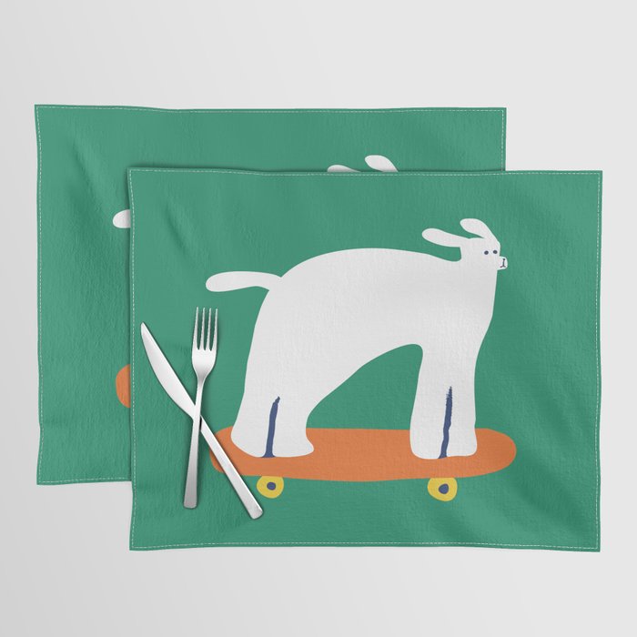 Poodle dog on skateboard Placemat Gallery Image 1