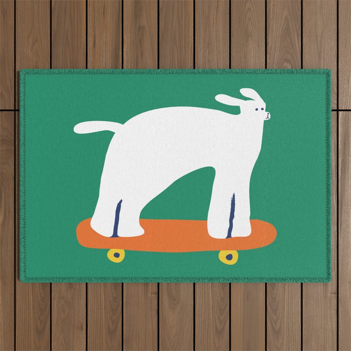 Poodle dog on skateboard Outdoor Rug Gallery Image 1